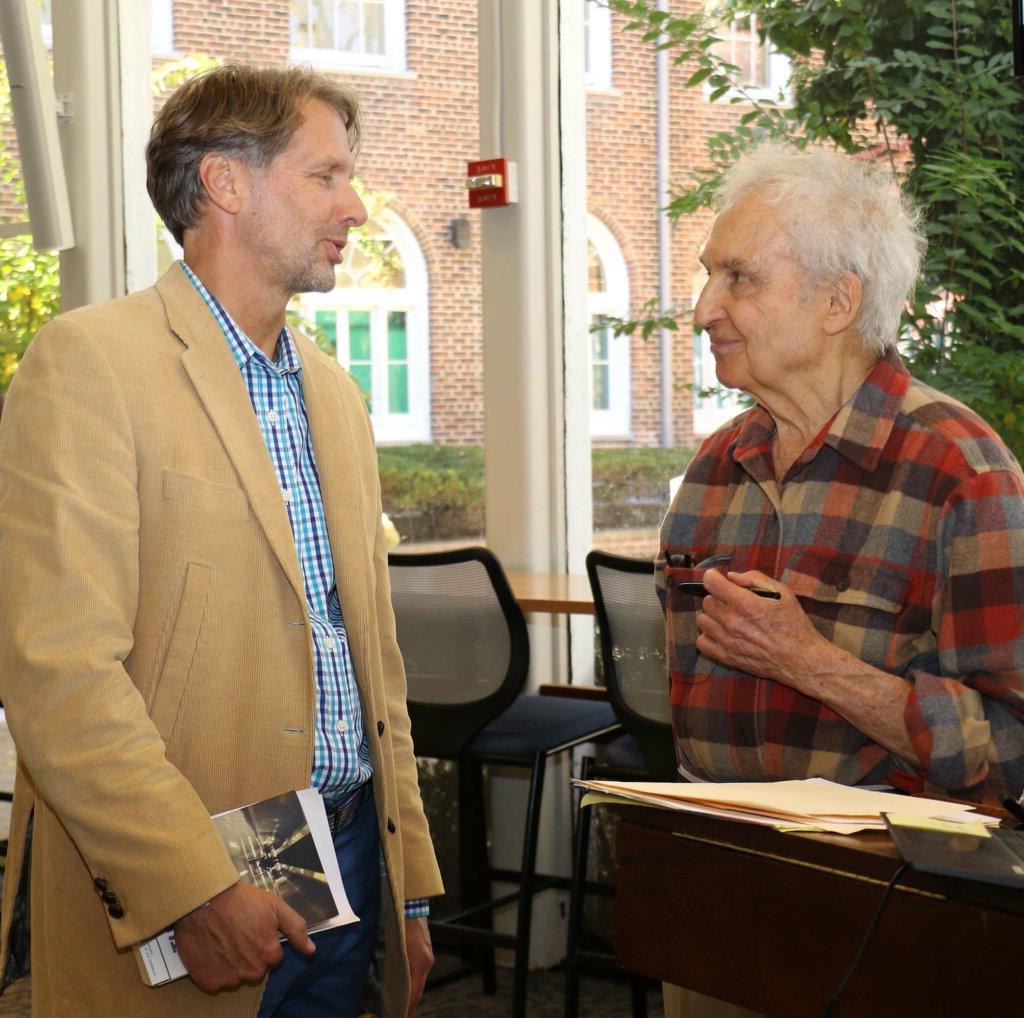 Joseph McElroy ’47 with Audrius Barzdukas